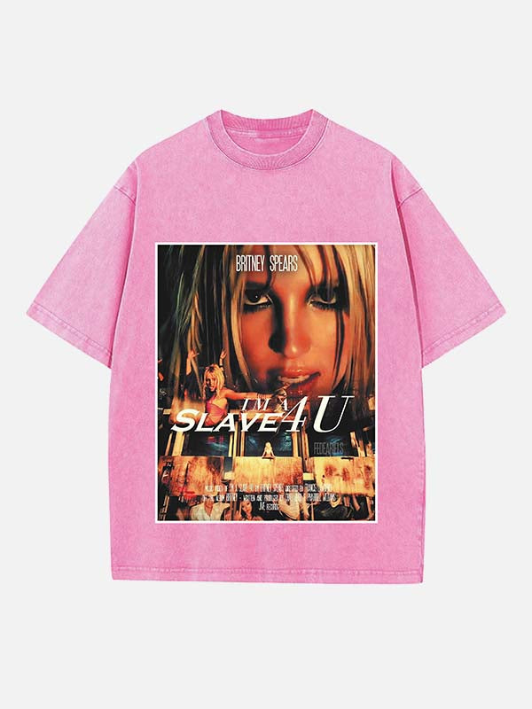 Britney Spears Print Round Neck T-shirt