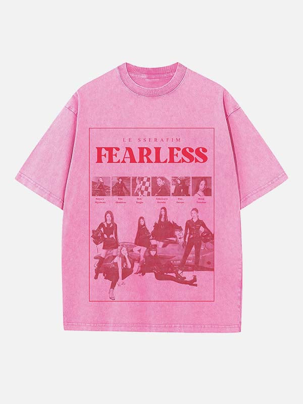 LE SSERAFIM Print Round Neck T-shirt