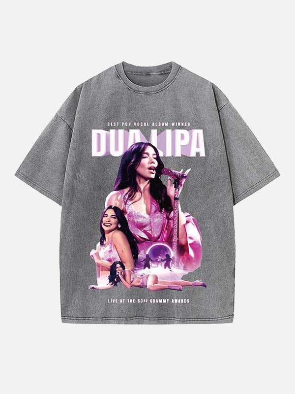 Dua Lipa Print Round Neck T-shirt
