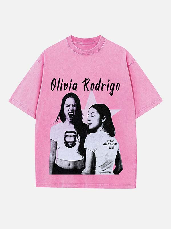 Olivia Rodrigo Print Round Neck T-shirt