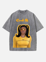 Cardi B Print Round Neck T-shirt