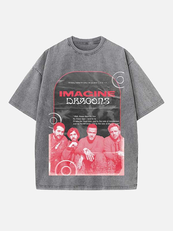 Imagine Dragons Print Round Neck T-shirt