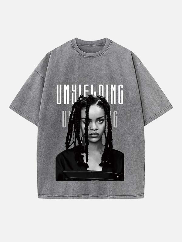 Rihanna Print Round Neck T-shirt