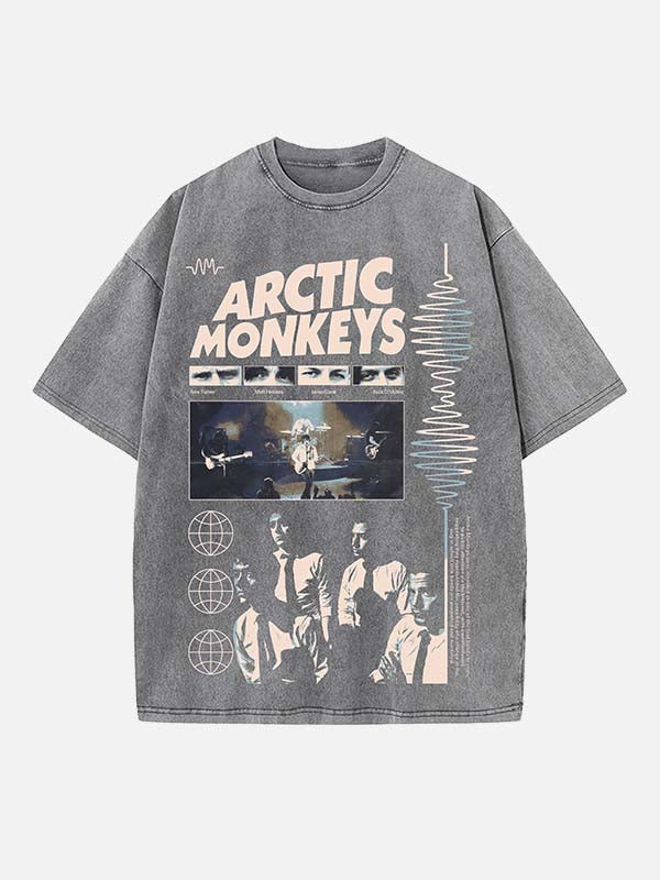 Arctic Monkeys Print Round Neck T-shirt