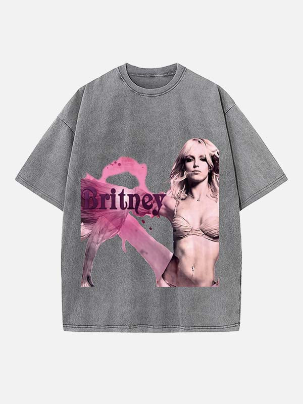 Britney Spears Print Round Neck T-shirt
