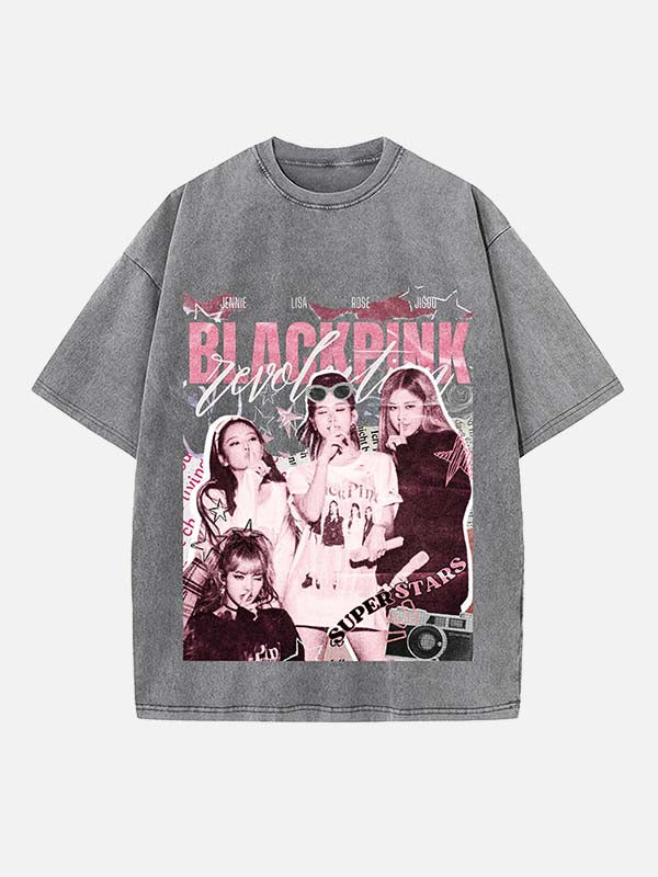BLACKPINK Print Round Neck T-shirt