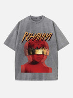Rihanna Print Round Neck T-shirt