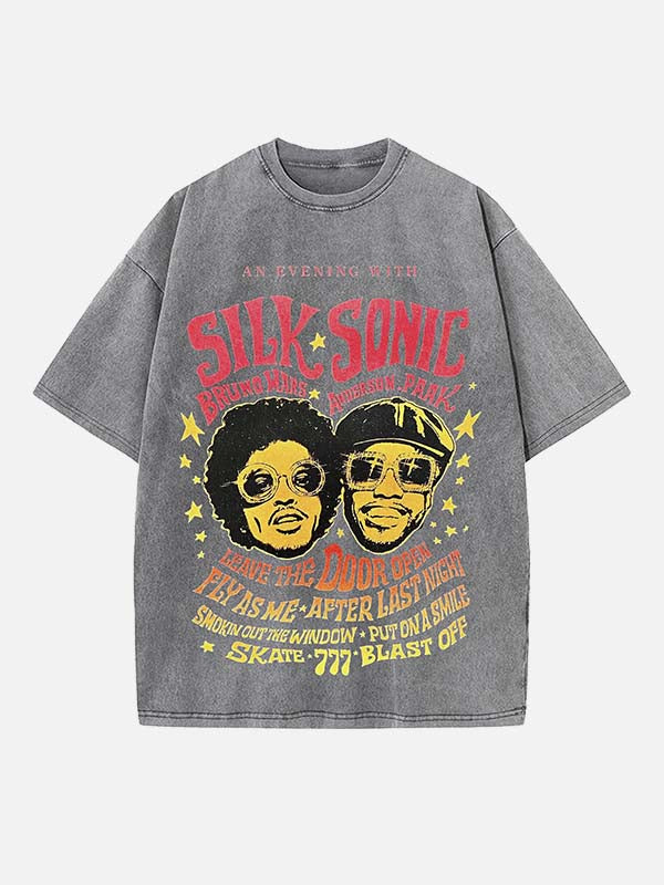 Bruno Mars Print Round Neck T-shirt