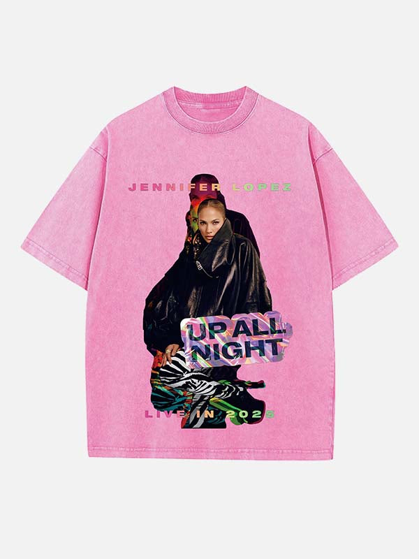 Jennifer Lopez Print Round Neck T-shirt