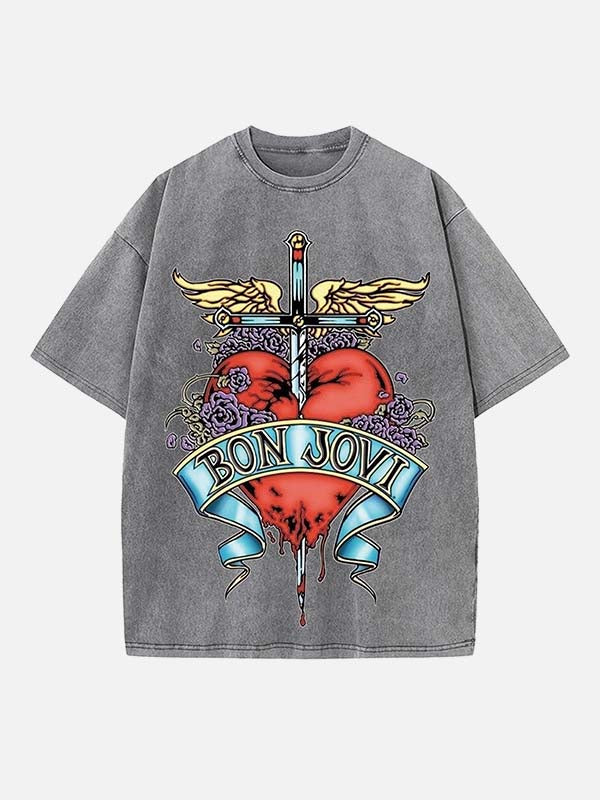 Bon Jovi Print Round Neck T-shirt
