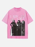 Lady Gaga Print Round Neck T-shirt