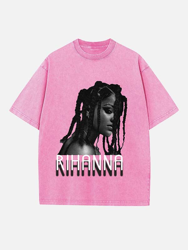 Rihanna Print Round Neck T-shirt