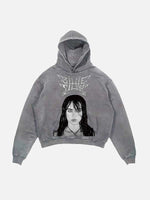 Billie Eilish Print Slant Pockets Hoodie