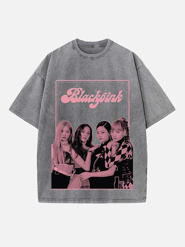 BLACKPINK Print Round Neck T-shirt