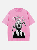 Madonna Print Round Neck T-shirt