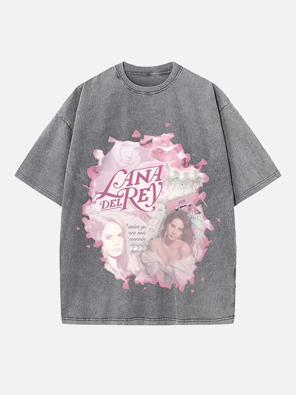 Lana Del Rey Print Round Neck T-shirt