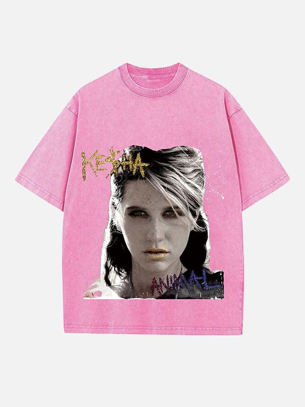 Kesha Print Round Neck T-shirt