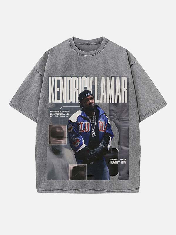 Kendrick Lamar Print Round Neck T-shirt