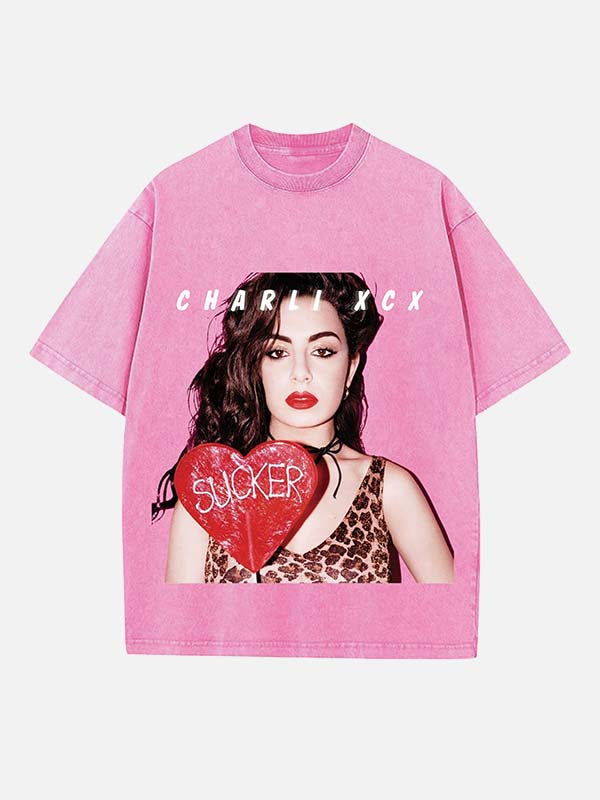 Charli xcx Print Round Neck T-shirt