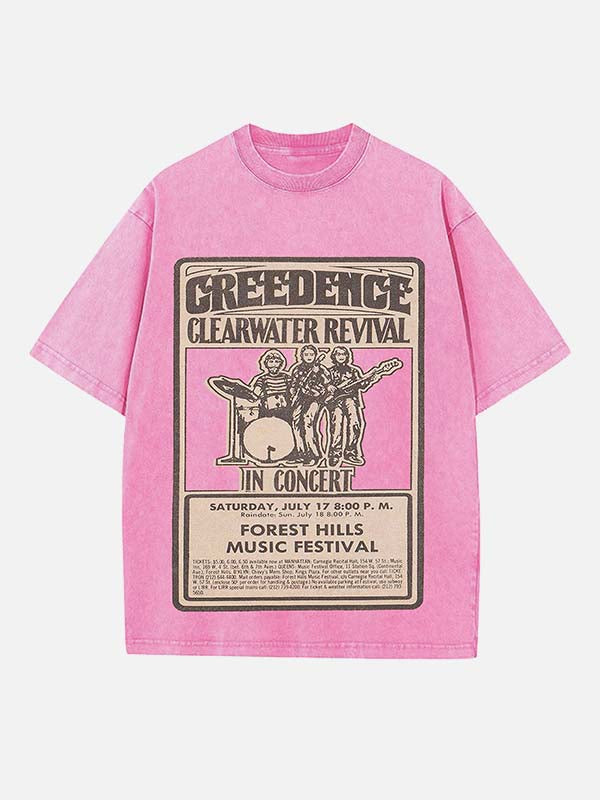 Creedence Clearwater Revival Print Round Neck T-shirt