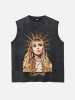 Miley Cyrus Print Round Neck Tank