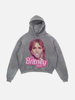 Britney Spears Print Slant Pockets Hoodie