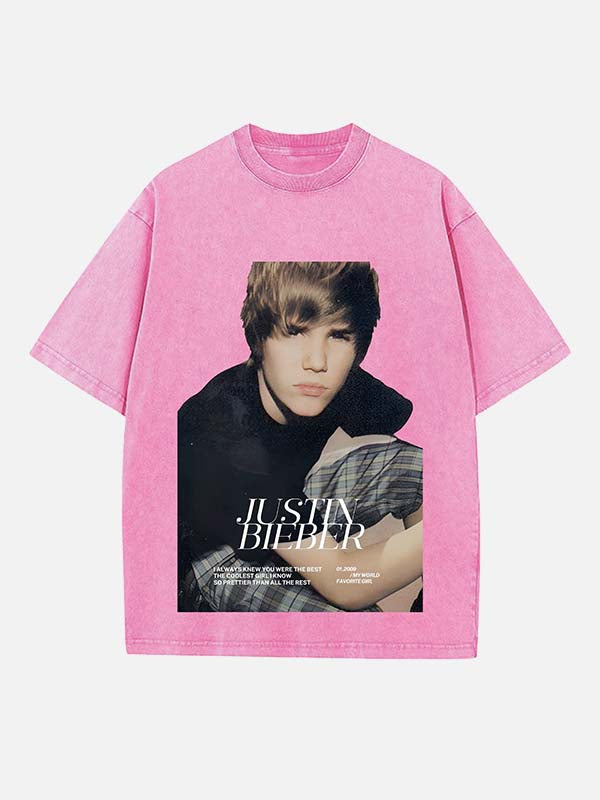 Justin Bieber Print Round Neck T-shirt