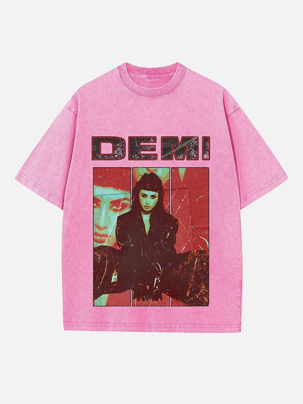 Demi Lovato Print Round Neck T-shirt