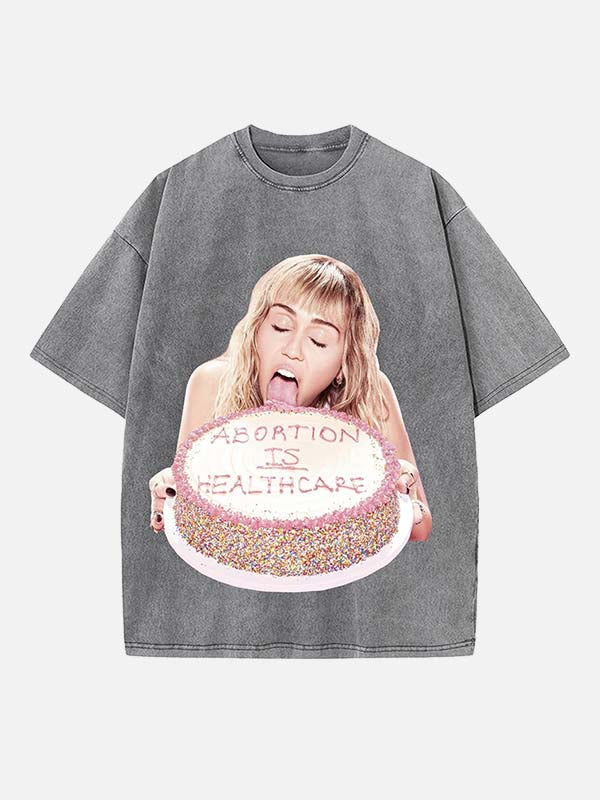 Miley Cyrus Print Round Neck T-shirt