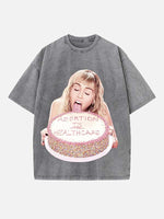 Miley Cyrus Print Round Neck T-shirt