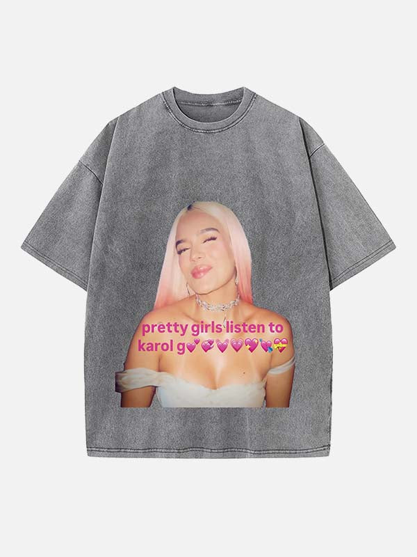 Karol G Print Round Neck T-shirt
