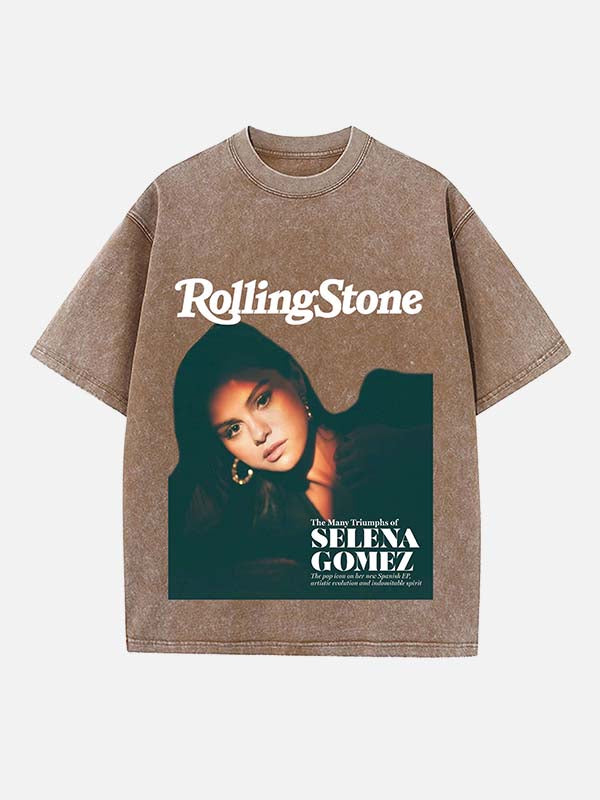 Selena Gomez Print Round Neck T-shirt