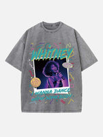 Whitney Houston Print Round Neck T-shirt