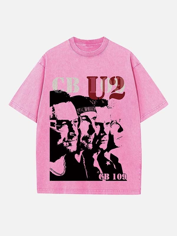 U2 Print Round Neck T-shirt