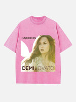 Demi Lovato Print Round Neck T-shirt