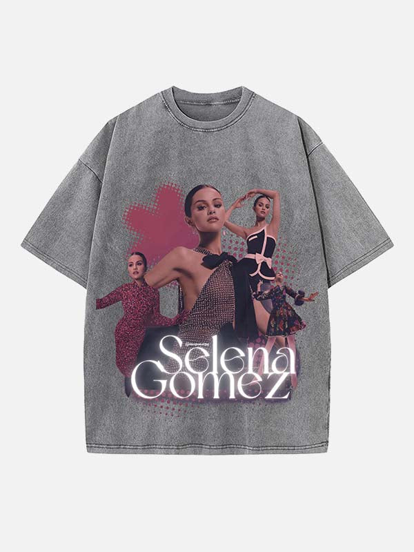 Selena Gomez Print Round Neck T-shirt