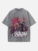 Selena Gomez Print Round Neck T-shirt