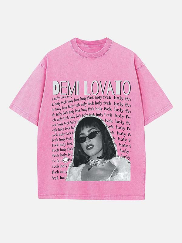 Demi Lovato Print Round Neck T-shirt