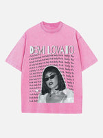 Demi Lovato Print Round Neck T-shirt