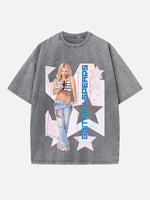 Britney Spears Print Round Neck T-shirt