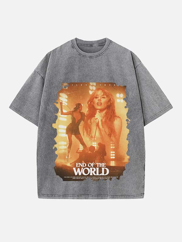 Miley Cyrus Print Round Neck T-shirt