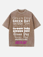 Green Day Print Round Neck T-shirt