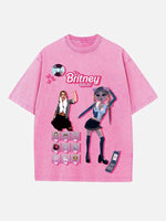 Britney Spears Print Round Neck T-shirt