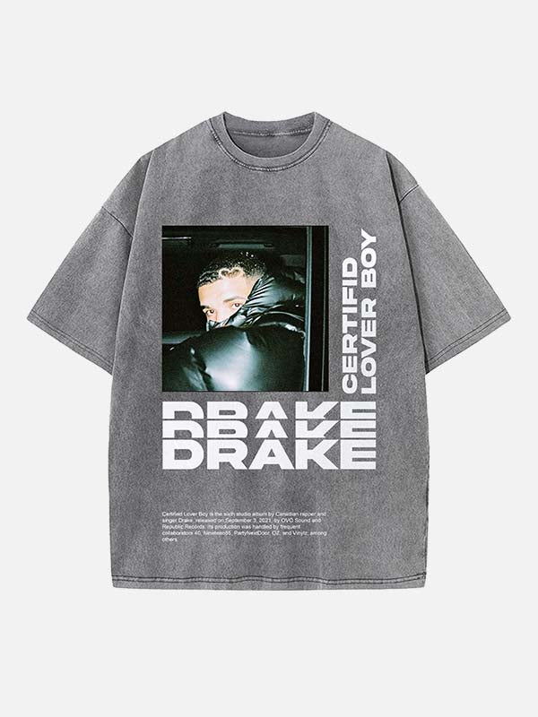 Drake Print Round Neck T-shirt