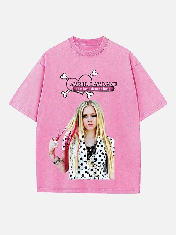 Avril Lavigne Print Round Neck T-shirt