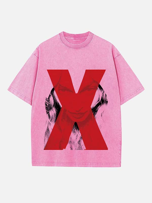 Madonna Print Round Neck T-shirt