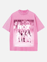 LE SSERAFIM Print Round Neck T-shirt