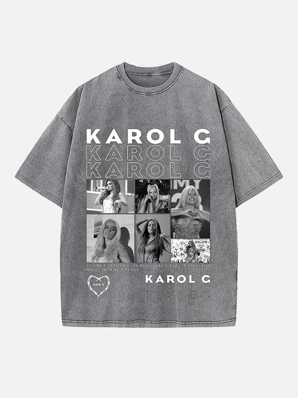 Karol G Print Round Neck T-shirt