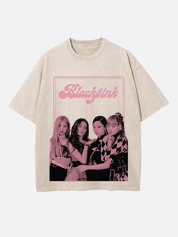 BLACKPINK Print Round Neck T-shirt