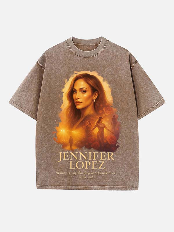 Jennifer Lopez Print Round Neck T-shirt
